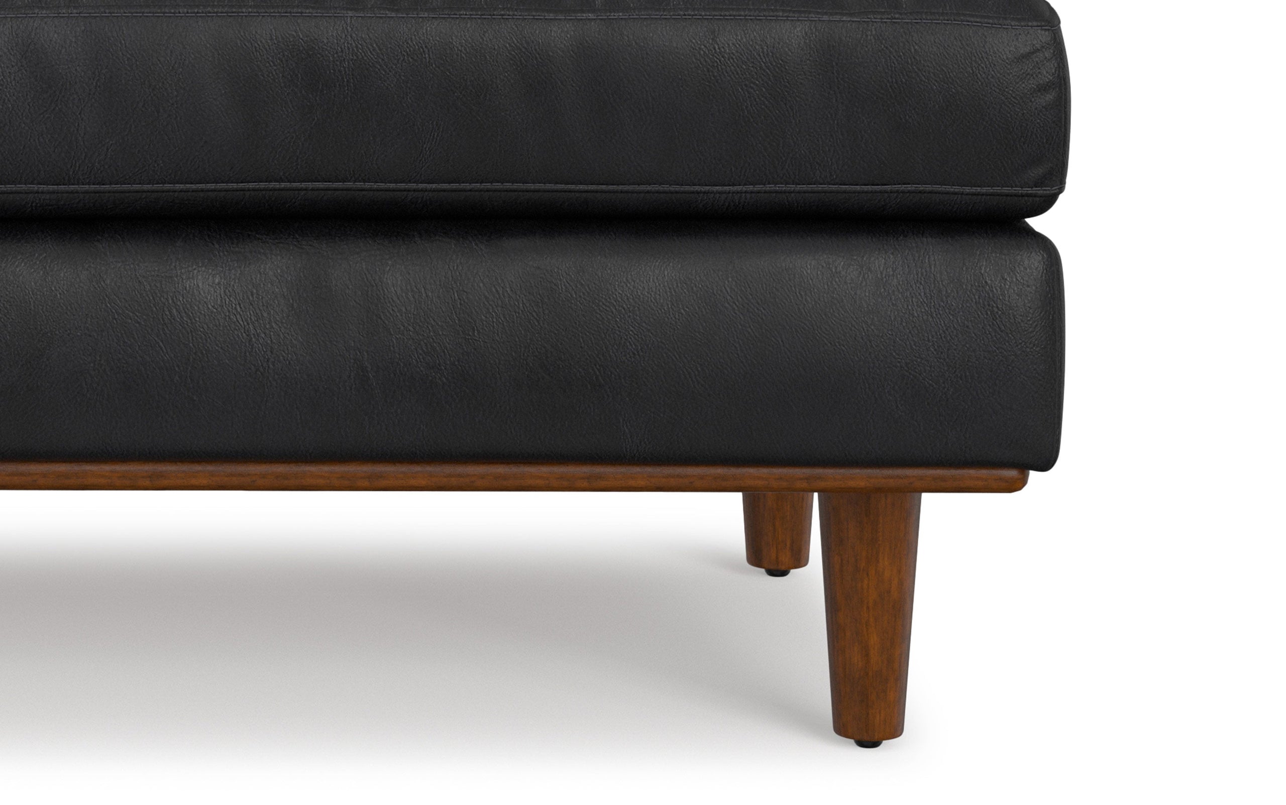 Lead Black Genuine Top Grain Leather | Morrison Large Rectangular Ottoman in Genuine Leather