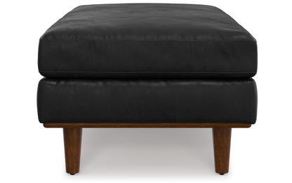 Lead Black Genuine Top Grain Leather | Morrison Large Rectangular Ottoman in Genuine Leather