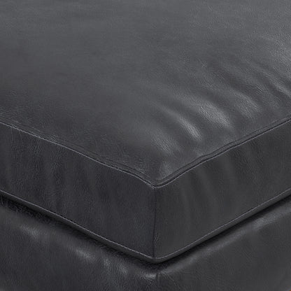 Lead Black Genuine Top Grain Leather | Morrison Large Rectangular Ottoman in Genuine Leather