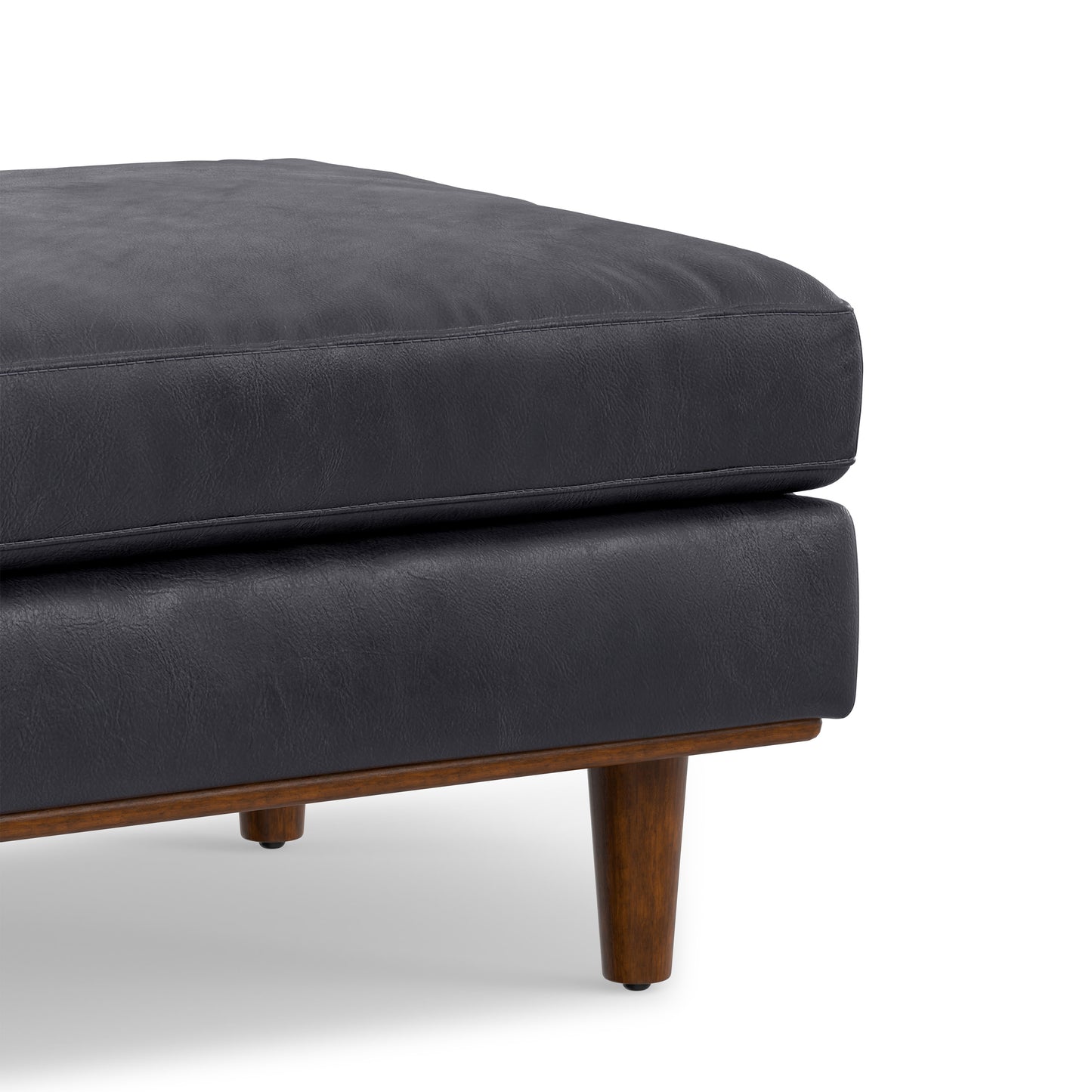 Lead Black Genuine Top Grain Leather | Morrison Large Rectangular Ottoman in Genuine Leather