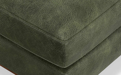 Moss Green Genuine Top Grain Leather | Morrison Large Rectangular Ottoman in Genuine Leather