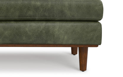 Moss Green Genuine Top Grain Leather | Morrison Large Rectangular Ottoman in Genuine Leather