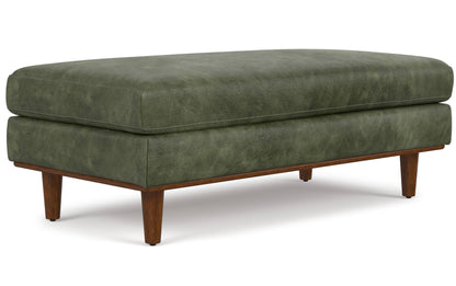 Moss Green Genuine Top Grain Leather | Morrison Large Rectangular Ottoman in Genuine Leather