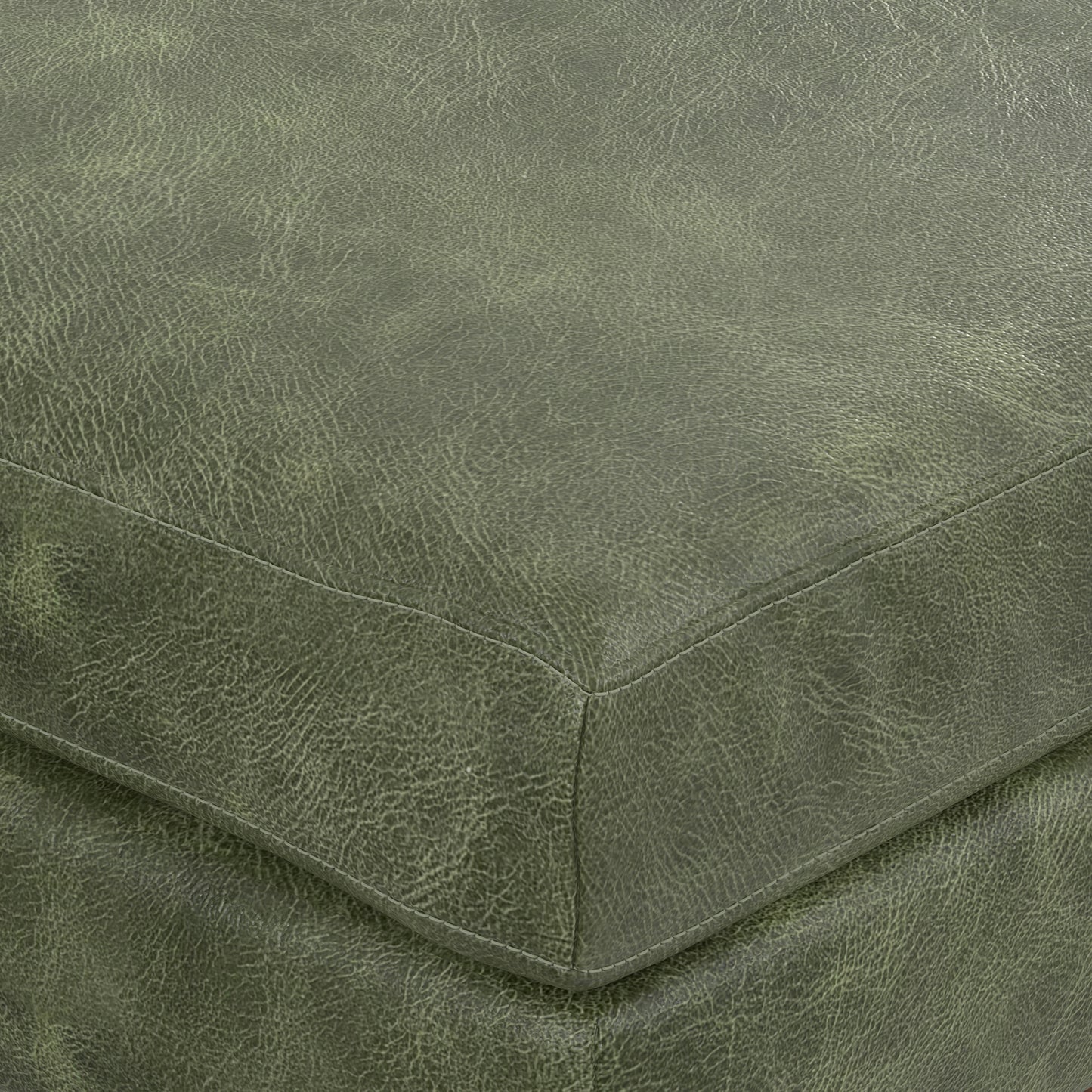 Moss Green Genuine Top Grain Leather | Morrison Large Rectangular Ottoman in Genuine Leather