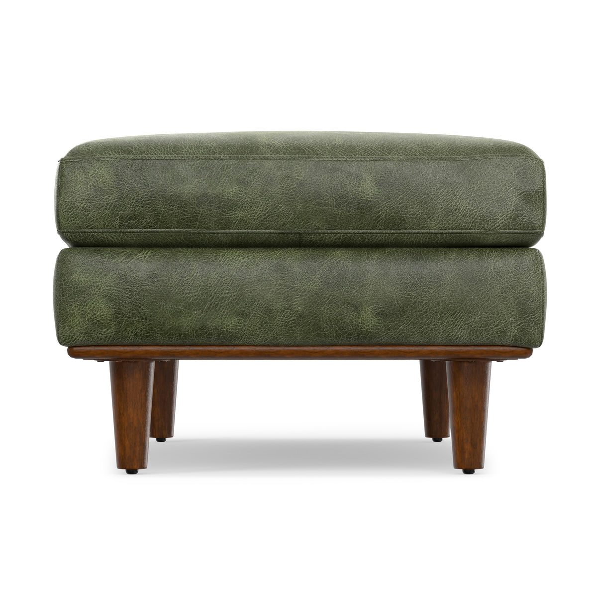 Moss Green Genuine Top Grain Leather | Morrison Large Rectangular Ottoman in Genuine Leather