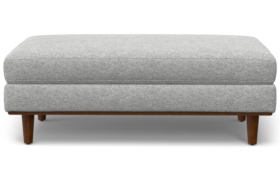 Mist Grey Woven Polyester Fabric | Morrison Large Rectangular Ottoman