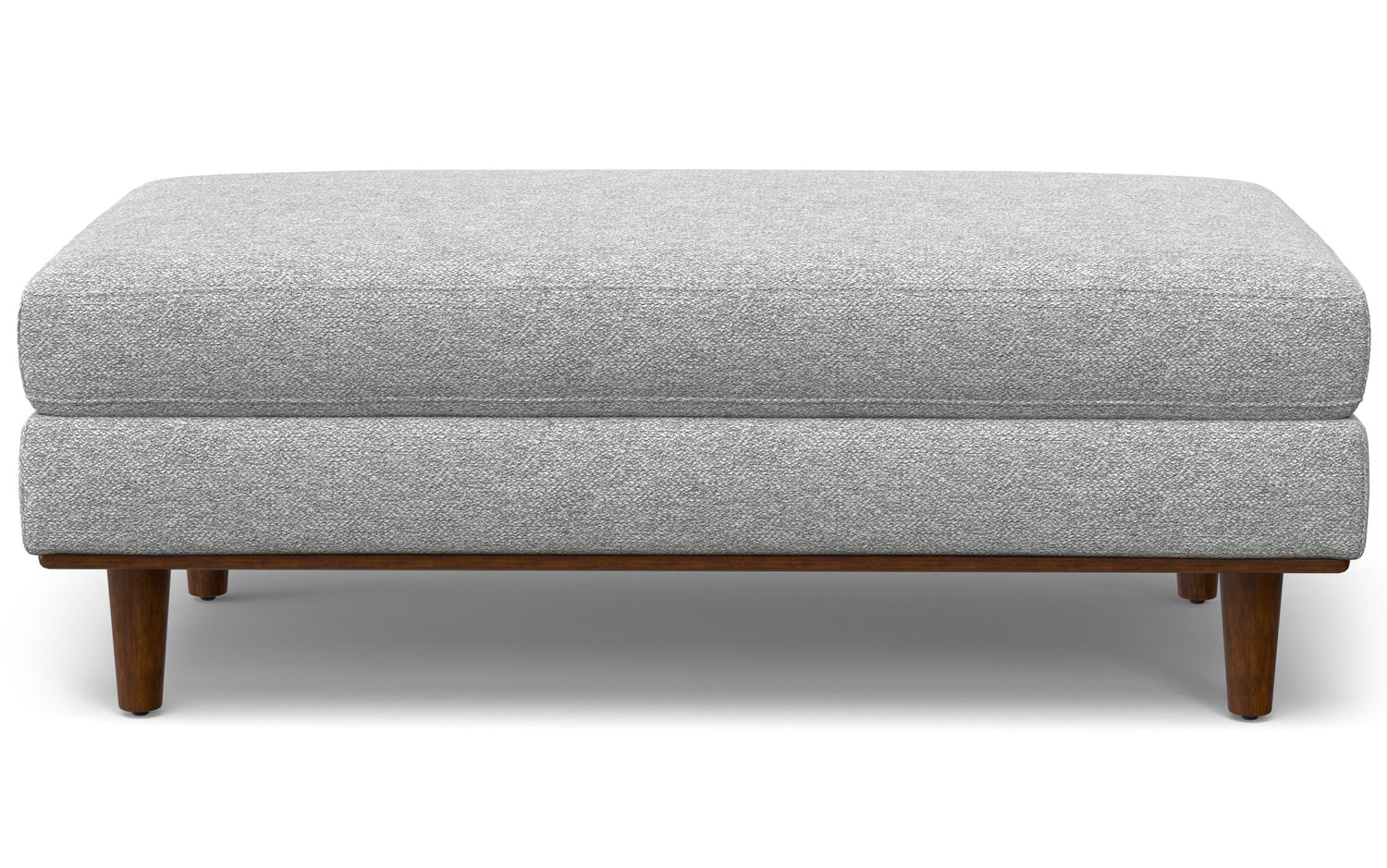 Mist Grey Woven Polyester Fabric | Morrison Large Rectangular Ottoman