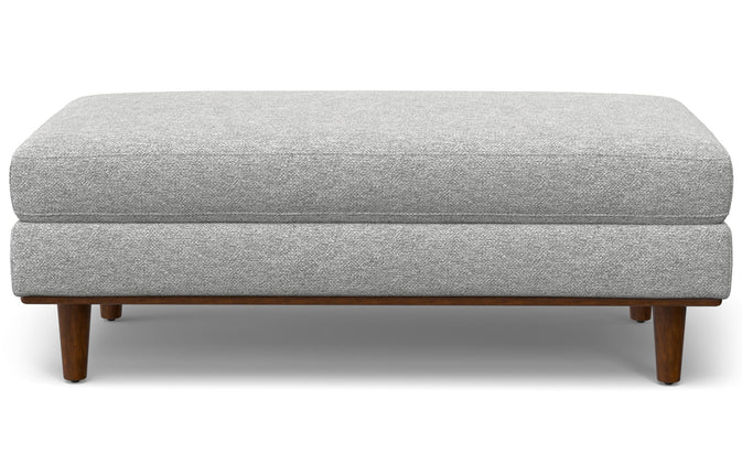 Mist Grey Woven Polyester Fabric | Morrison Large Rectangular Ottoman