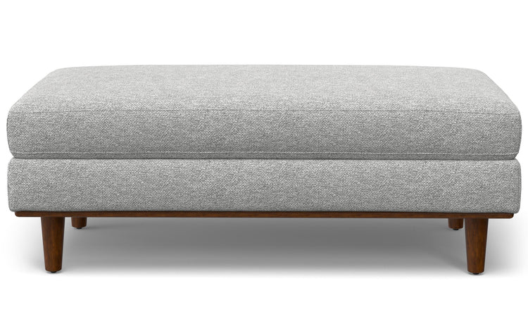 Mist Grey Woven-Blend Fabric | Morrison Large Rectangular Ottoman