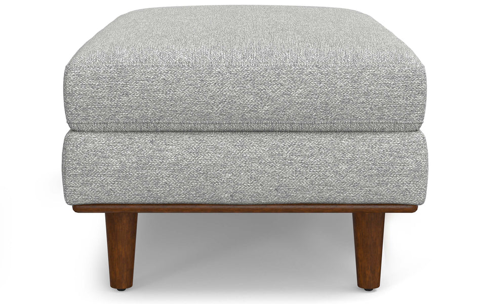 Mist Grey Woven Polyester Fabric | Morrison Large Rectangular Ottoman