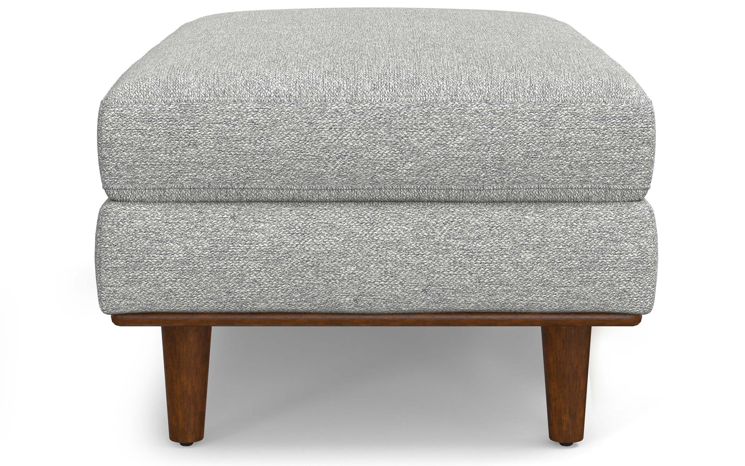 Mist Grey Woven Polyester Fabric | Morrison Large Rectangular Ottoman