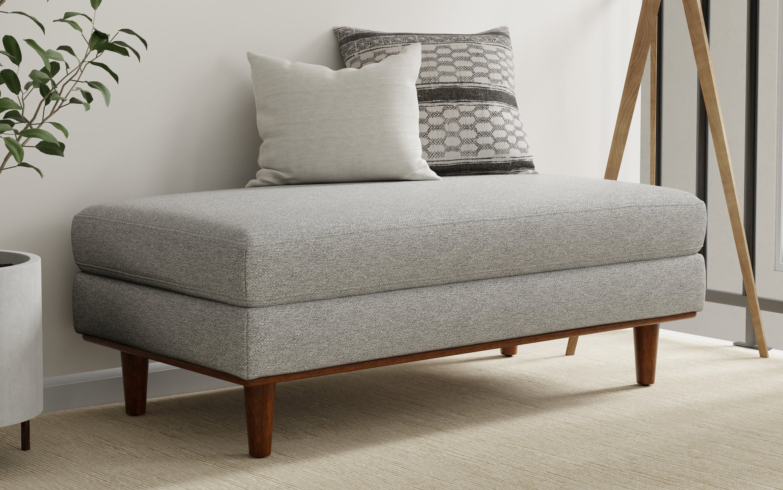 Mist Grey Woven-Blend Fabric | Morrison Large Rectangular Ottoman