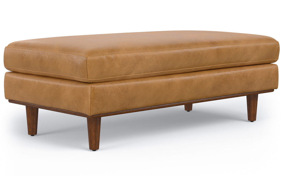 Sienna Genuine Top Grain Leather | Morrison Large Rectangular Ottoman in Genuine Leather