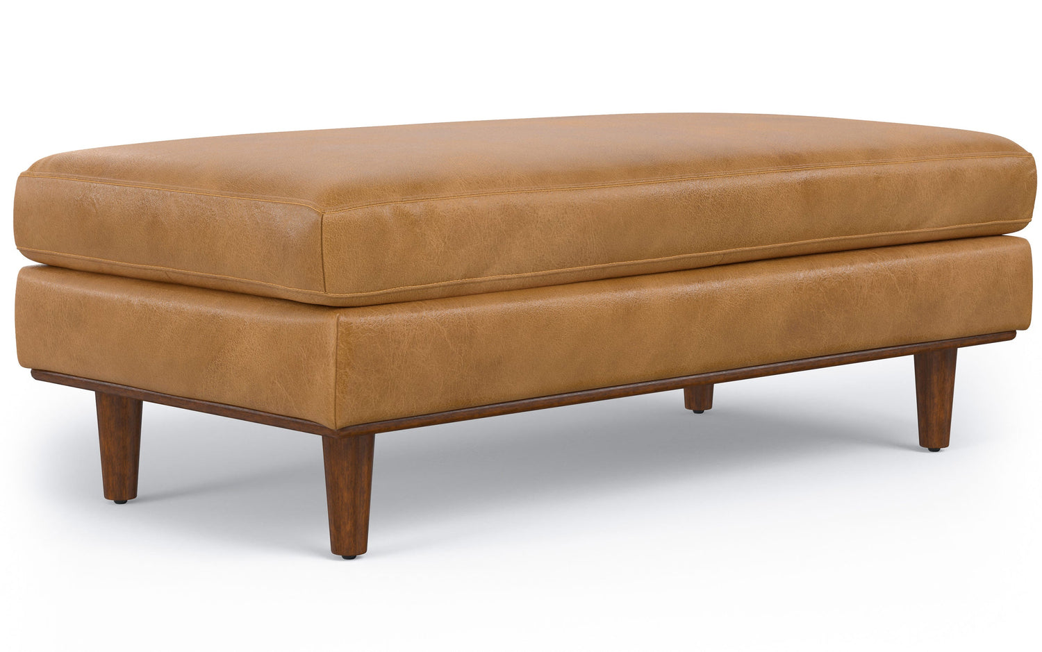 Sienna Genuine Top Grain Leather | Morrison Large Rectangular Ottoman in Genuine Leather