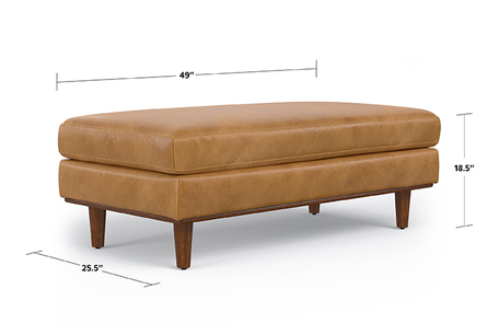 Sienna Genuine Top Grain Leather | Morrison Large Rectangular Ottoman in Genuine Leather