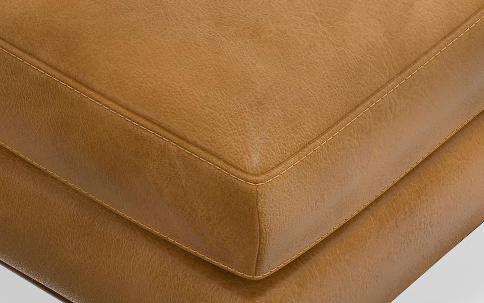 Sienna Genuine Top Grain Leather | Morrison Large Rectangular Ottoman in Genuine Leather