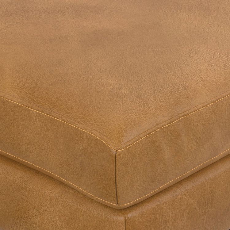 Sienna Genuine Top Grain Leather | Morrison Large Rectangular Ottoman in Genuine Leather
