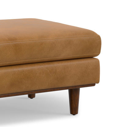 Sienna Genuine Top Grain Leather | Morrison Large Rectangular Ottoman in Genuine Leather
