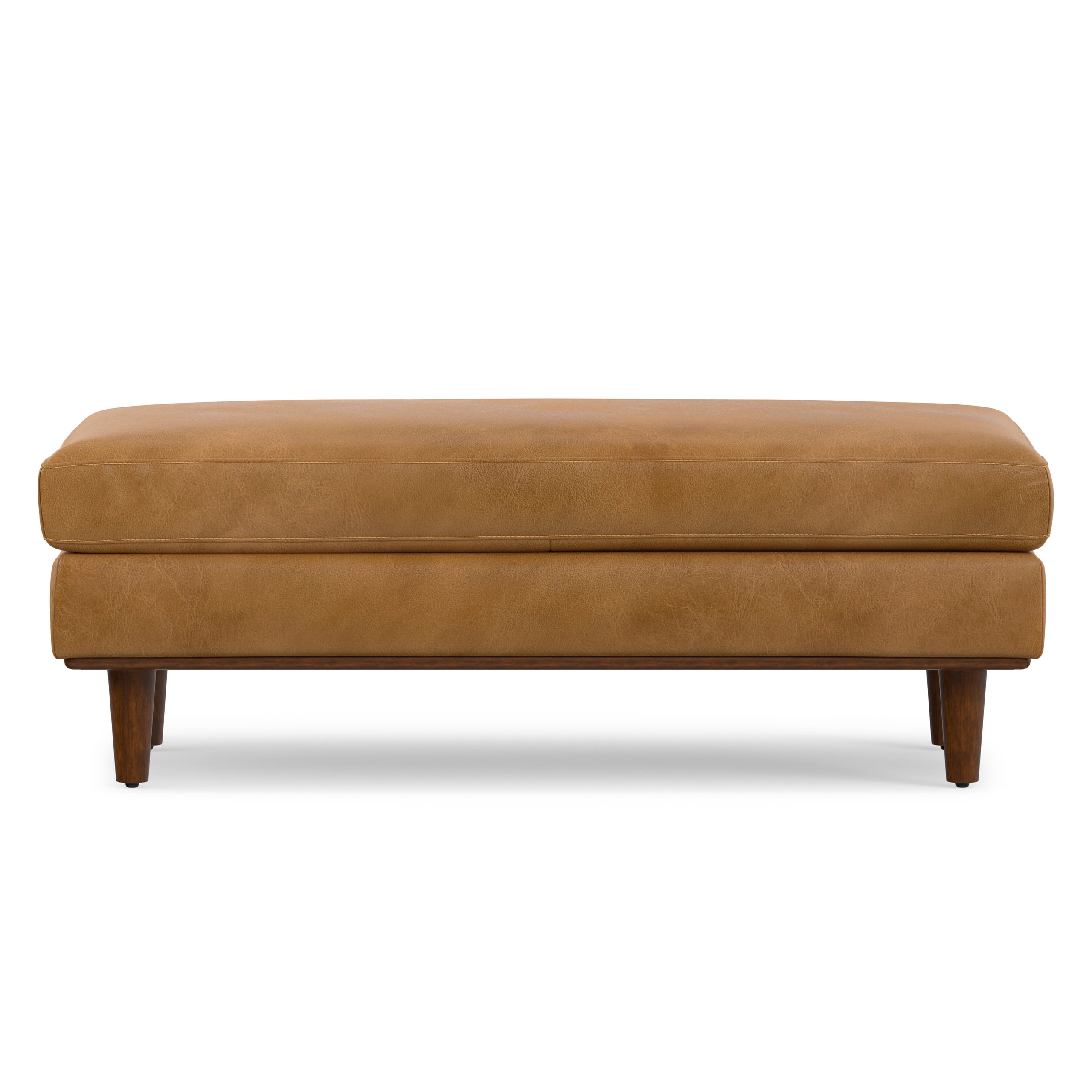 Sienna Genuine Top Grain Leather | Morrison Large Rectangular Ottoman in Genuine Leather