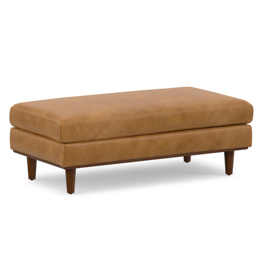 Sienna Genuine Top Grain Leather | Morrison Large Rectangular Ottoman in Genuine Leather