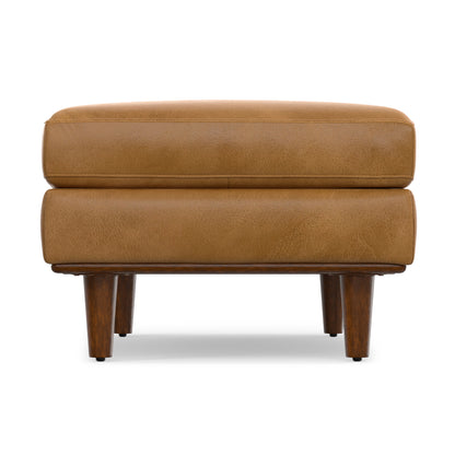Sienna Genuine Top Grain Leather | Morrison Large Rectangular Ottoman in Genuine Leather