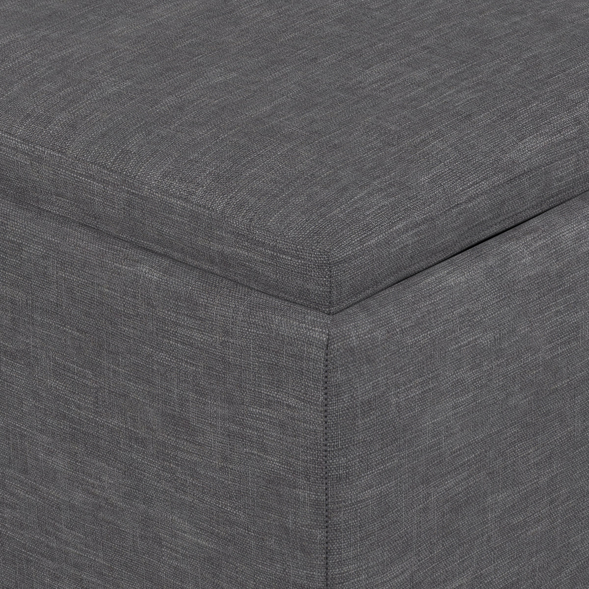 Slate Grey Linen Style Fabric| Natasha Storage Ottoman with Tray in Linen