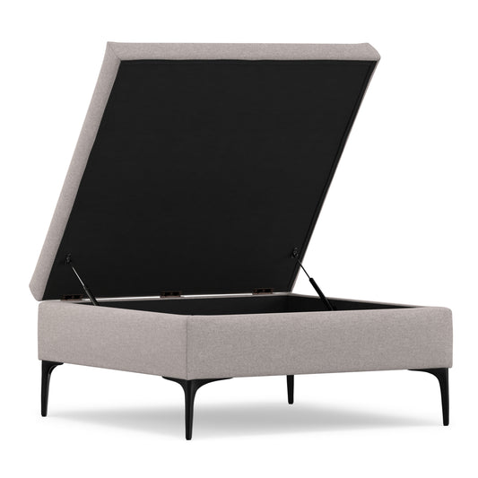 Cloud Grey Linen Style Fabric | Rebecca Coffee Table Storage Ottoman with Lift Up Lid in Linen