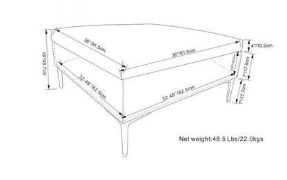 Slate Grey Linen Style Fabric | Rebecca Coffee Table Storage Ottoman with Lift Up Lid