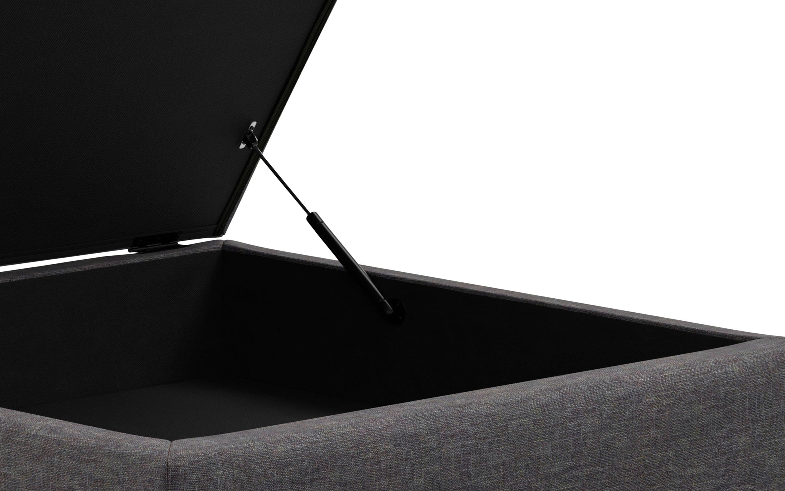 Slate Grey Linen Style Fabric | Rebecca Coffee Table Storage Ottoman with Lift Up Lid