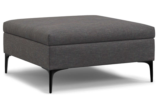 Slate Grey Linen Style Fabric | Rebecca Coffee Table Storage Ottoman with Lift Up Lid