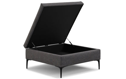 Slate Grey Linen Style Fabric | Rebecca Coffee Table Storage Ottoman with Lift Up Lid