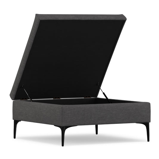 Slate Grey Linen Style Fabric | Rebecca Coffee Table Storage Ottoman with Lift Up Lid in Linen
