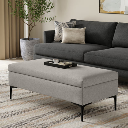 Cloud Grey Linen Style Fabric | Rebecca Large Coffee Table Storage Ottoman with Lift up Lid in Linen