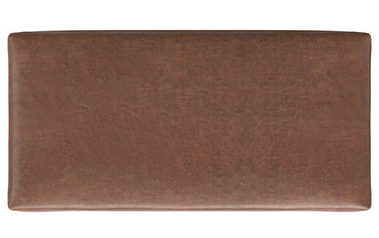 Distressed Saddle Brown Distressed Vegan Leather | Rebecca Large Coffee Table Storage Ottoman with Lift up Lid