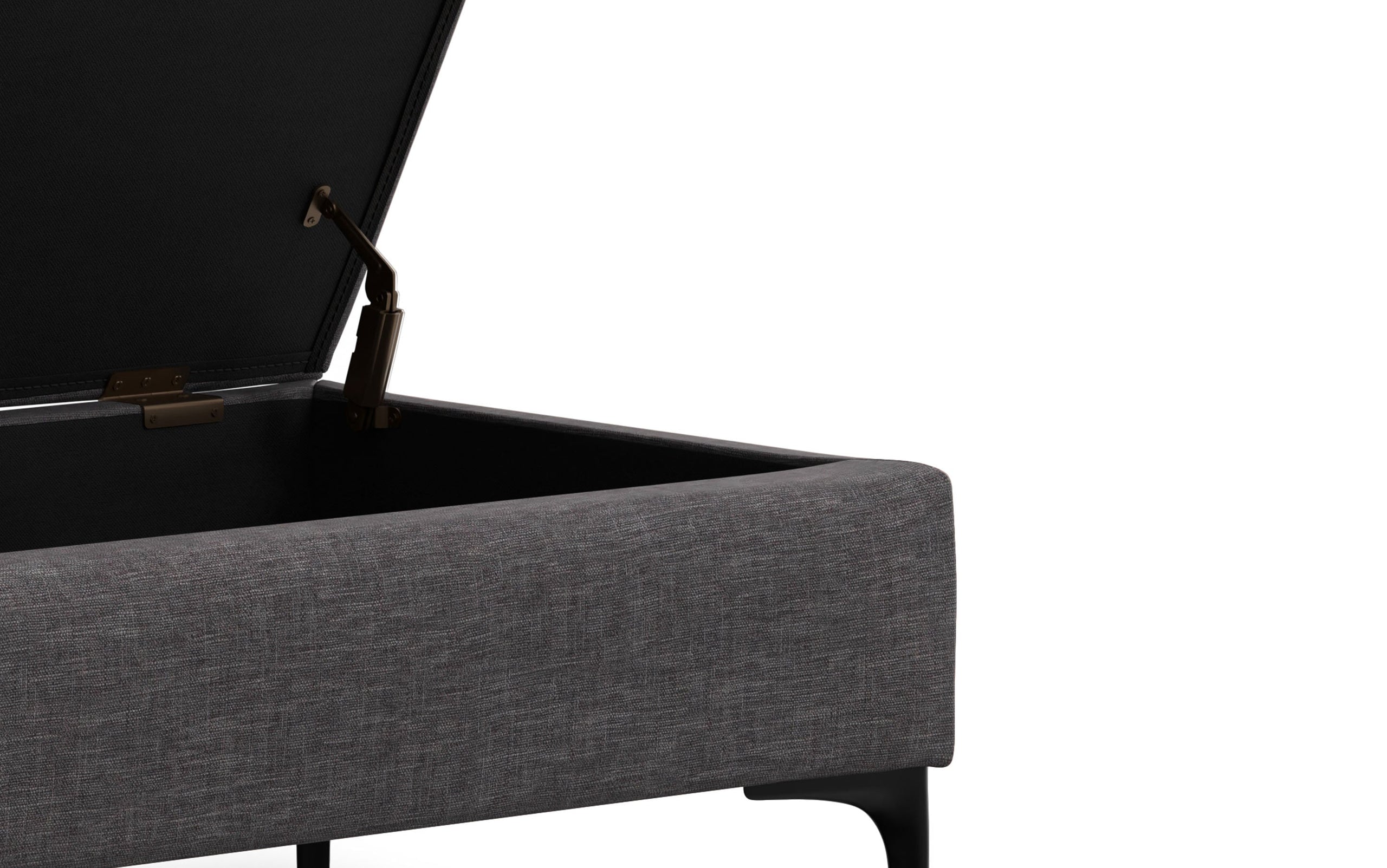 Slate Grey Linen Style Fabric | Rebecca Large Coffee Table Storage Ottoman with Lift up Lid