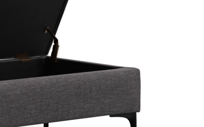 Slate Grey Linen Style Fabric | Rebecca Large Coffee Table Storage Ottoman with Lift up Lid