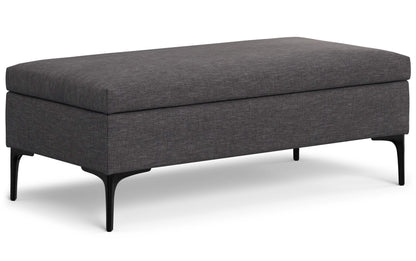 Slate Grey Linen Style Fabric | Rebecca Large Coffee Table Storage Ottoman with Lift up Lid