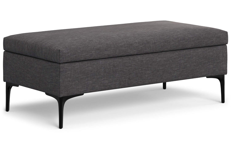 Slate Grey Linen Style Fabric | Rebecca Large Coffee Table Storage Ottoman with Lift up Lid