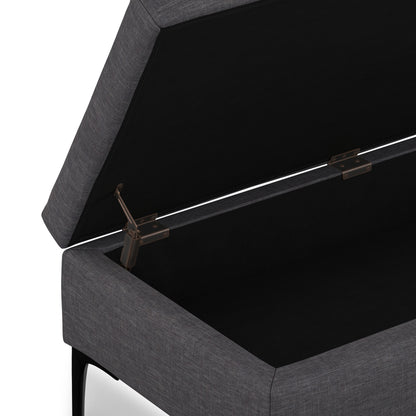 Slate Grey Linen Style Fabric | Rebecca Large Coffee Table Storage Ottoman with Lift up Lid in Linen