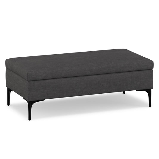 Slate Grey Linen Style Fabric | Rebecca Large Coffee Table Storage Ottoman with Lift up Lid in Linen