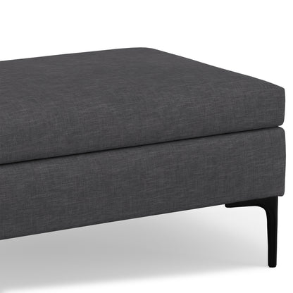 Slate Grey Linen Style Fabric | Rebecca Rectangular Coffee Table Storage Ottoman with Lift Up Lid in Linen Style Fabric