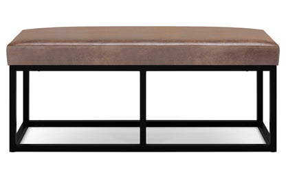 Distressed Chestnut Brown Distressed Vegan Leather | Reynolds Ottoman Bench