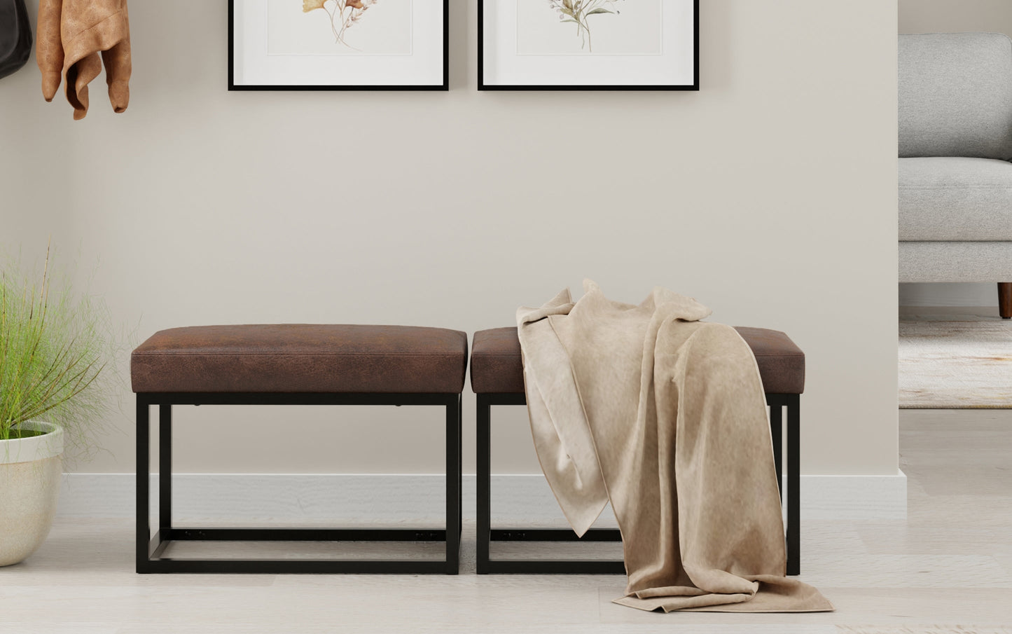 Distressed Chestnut Brown | Reynolds Small Bench