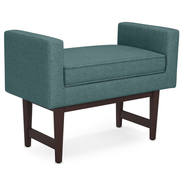 Smoky Teal Linen Style Polyester | Scott Small Ottoman Bench
