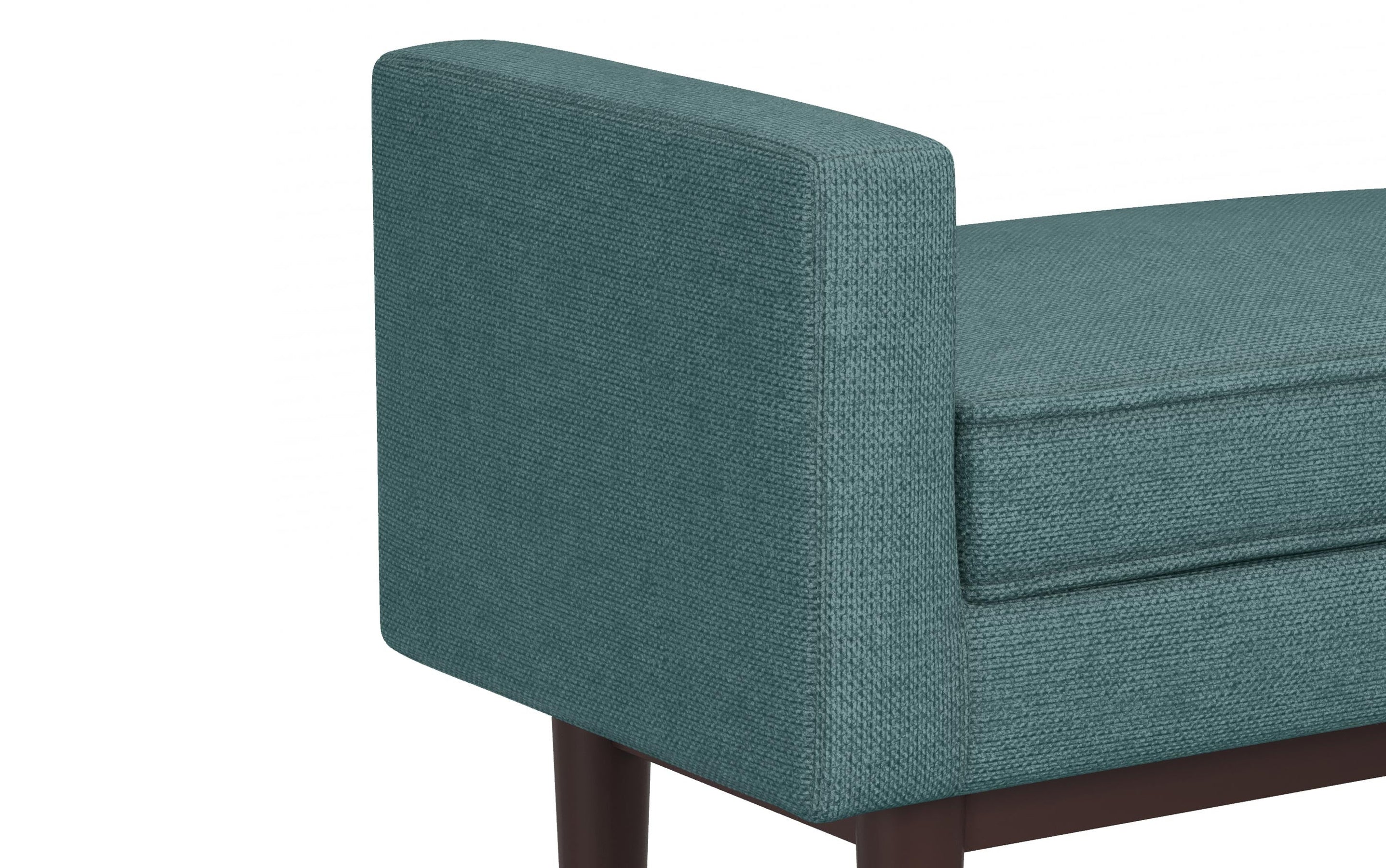 Smoky Teal Linen Style Polyester | Scott Small Ottoman Bench