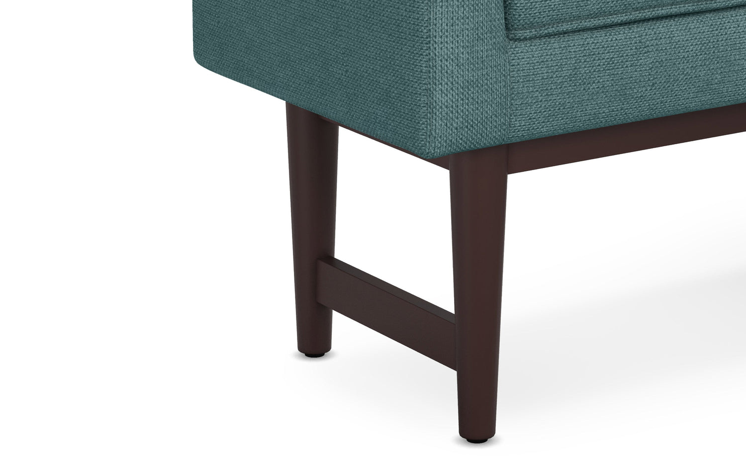 Smoky Teal Linen Style Polyester | Scott Small Ottoman Bench