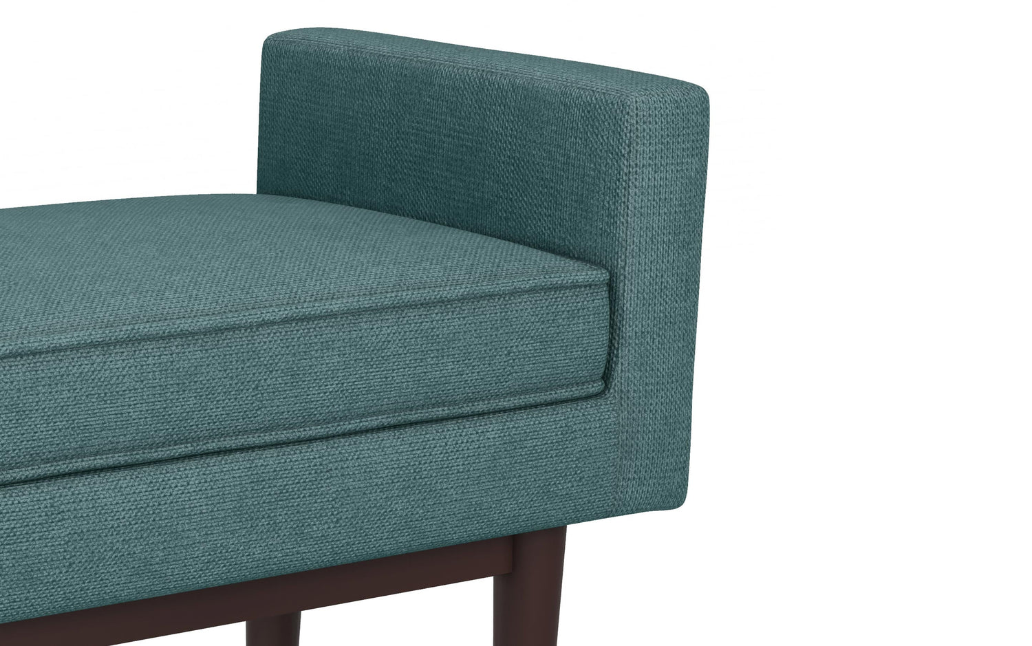 Smoky Teal Linen Style Polyester | Scott Small Ottoman Bench