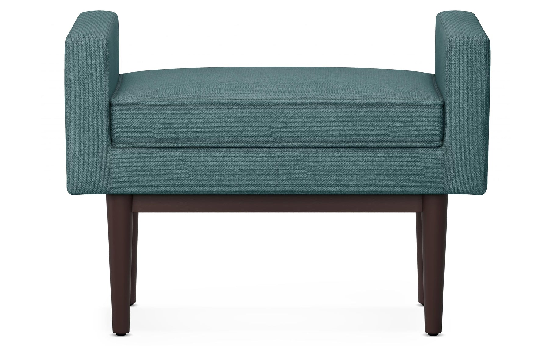 Smoky Teal Linen Style Polyester | Scott Small Ottoman Bench