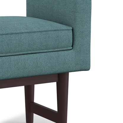 Smoky Teal Linen Style Polyester | Scott Small Ottoman Bench