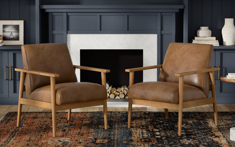 Caramel Brown Genuine Leather | Paloma Accent Chair